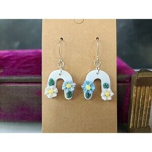 Polymer Clay Floral Dangling Earrings New